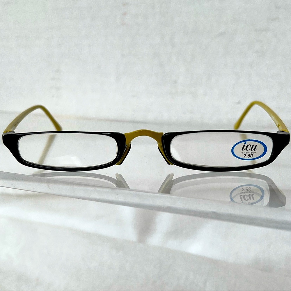 ICU Chartreuse and Black Slim Readers, 2.50 Strength, never worn.